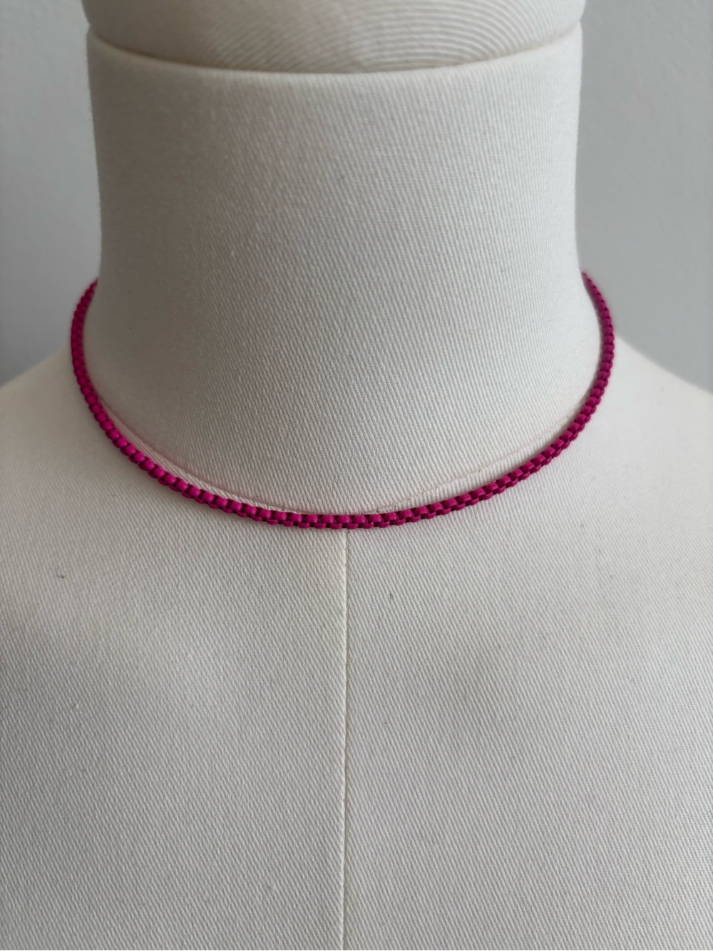 Hot Pink Women's Woven Metal Choker Necklace